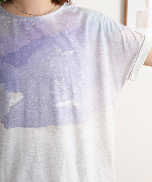 myke(ミーカ)の「myke 水彩宇宙プリントタックTシャツ(Tシャツ/カットソー・レディース・オフホワイト/ホワイト×ネイビー/杢グレー・M)」の11枚目の写真