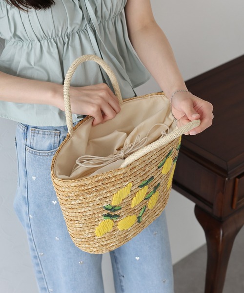 セール】フルーツ刺繍かごバッグ（かごバッグ）｜BLUEEAST