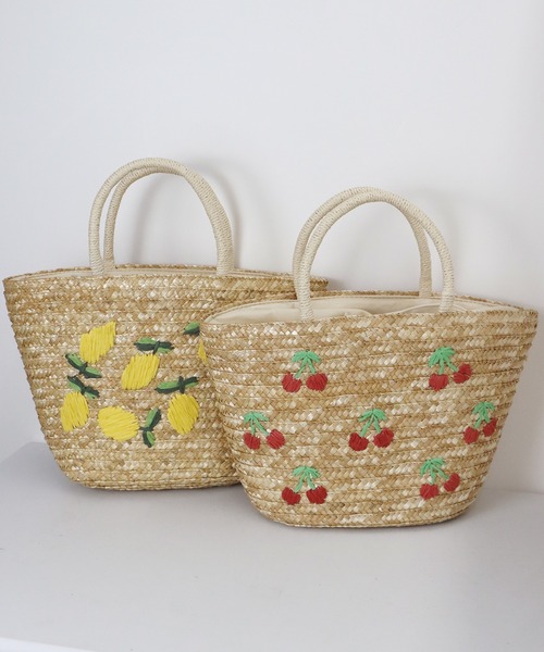 セール】フルーツ刺繍かごバッグ（かごバッグ）｜BLUEEAST