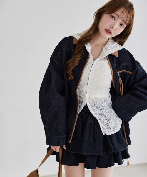 one after another NICE CLAUP(ワンアフターアナザーナイスクラップ)の「【WEB限定/REVIVAL】セットアップ対応/ティアードミニスカート(スカート・レディース・サックスブルー/ネイビー/ブラウン・FREE)」の1枚目の写真