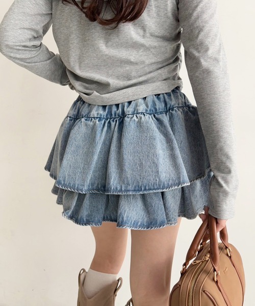 one after another NICE CLAUP(ワンアフターアナザーナイスクラップ)の「【WEB限定/REVIVAL】セットアップ対応/ティアードミニスカート(スカート・レディース・サックスブルー/ネイビー/ブラウン・FREE)」の9枚目の写真