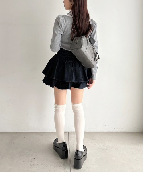 one after another NICE CLAUP(ワンアフターアナザーナイスクラップ)の「【WEB限定/REVIVAL】セットアップ対応/ティアードミニスカート(スカート・レディース・サックスブルー/ネイビー/ブラウン・FREE)」の12枚目の写真