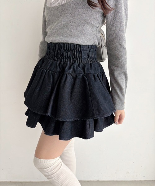 one after another NICE CLAUP(ワンアフターアナザーナイスクラップ)の「【WEB限定/REVIVAL】セットアップ対応/ティアードミニスカート(スカート・レディース・サックスブルー/ネイビー/ブラウン・FREE)」の13枚目の写真