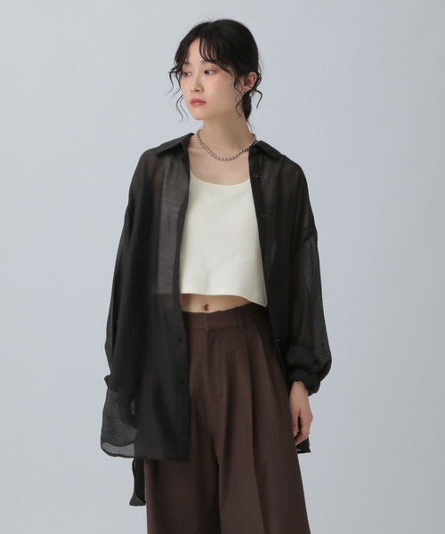 LEPSIM(レプシィム)の「シアーシャツチュニック 571461(シャツ/ブラウス・レディース・グレイッシュベージュ/ブラック/ピンク/イエロー・FREE)」の7枚目の写真