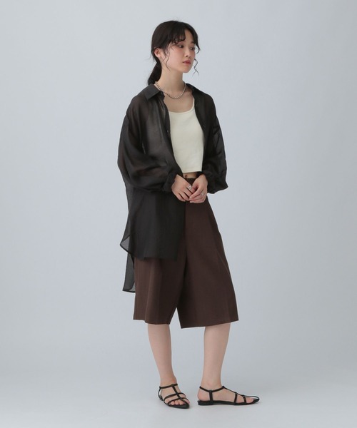 LEPSIM(レプシィム)の「シアーシャツチュニック 571461(シャツ/ブラウス・レディース・グレイッシュベージュ/ブラック/ピンク/イエロー・FREE)」の10枚目の写真