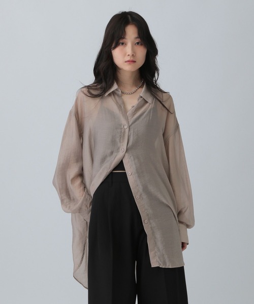 LEPSIM(レプシィム)の「シアーシャツチュニック 571461(シャツ/ブラウス・レディース・グレイッシュベージュ/ブラック/ピンク/イエロー・FREE)」の16枚目の写真