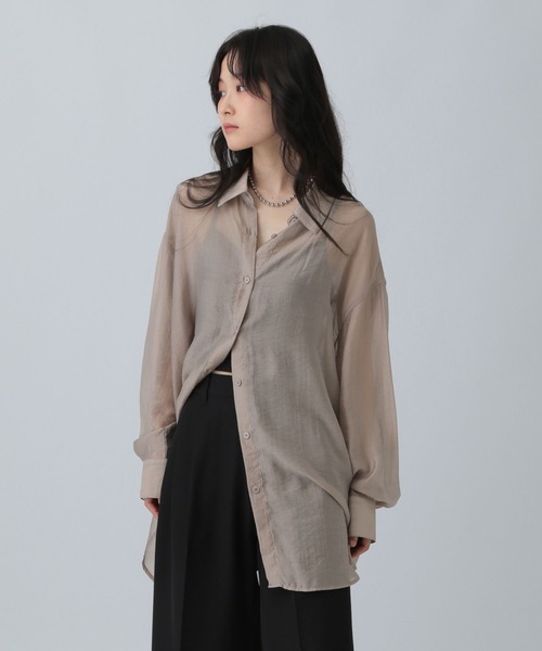 LEPSIM(レプシィム)の「シアーシャツチュニック 571461(シャツ/ブラウス・レディース・グレイッシュベージュ/ブラック/ピンク/イエロー・FREE)」の17枚目の写真