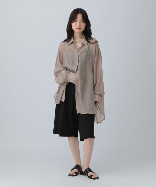 LEPSIM(レプシィム)の「シアーシャツチュニック 571461(シャツ/ブラウス・レディース・グレイッシュベージュ/ブラック/ピンク/イエロー・FREE)」の20枚目の写真