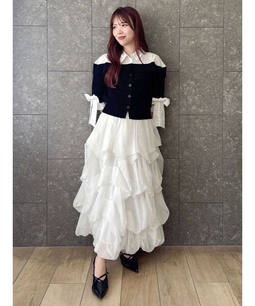 dazzlin（ダズリン）の「シャツレイヤードライクニットトップス（ニット/セーター・レディース・ベージュ/グレー/ブラック・FREE）」の12枚目の写真