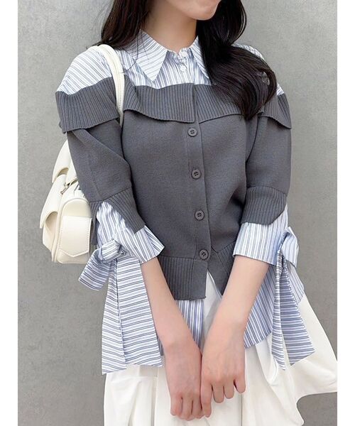 dazzlin（ダズリン）の「シャツレイヤードライクニットトップス（ニット/セーター・レディース・ベージュ/グレー/ブラック・FREE）」の14枚目の写真