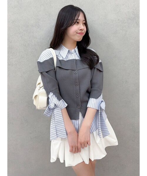 dazzlin（ダズリン）の「シャツレイヤードライクニットトップス（ニット/セーター・レディース・ベージュ/グレー/ブラック・FREE）」の16枚目の写真