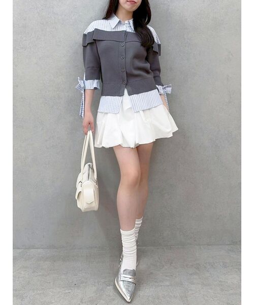 dazzlin（ダズリン）の「シャツレイヤードライクニットトップス（ニット/セーター・レディース・ベージュ/グレー/ブラック・FREE）」の20枚目の写真