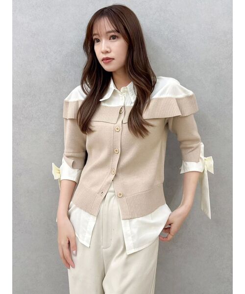 dazzlin（ダズリン）の「シャツレイヤードライクニットトップス（ニット/セーター・レディース・ベージュ/グレー/ブラック・FREE）」の21枚目の写真