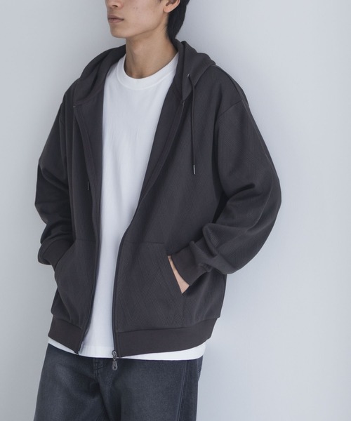 URBAN COLLECTION(アーバンコレクション)の「URBANCOLLECTION ふくれジャガード フルジップパーカー(パーカー・メンズ・ブラック/ベージュ/ダークブラウン・XL/L/M/S)」の2枚目の写真