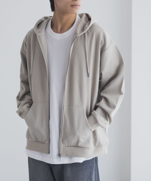 URBAN COLLECTION(アーバンコレクション)の「URBANCOLLECTION ふくれジャガード フルジップパーカー(パーカー・メンズ・ブラック/ベージュ/ダークブラウン・XL/L/M/S)」の18枚目の写真