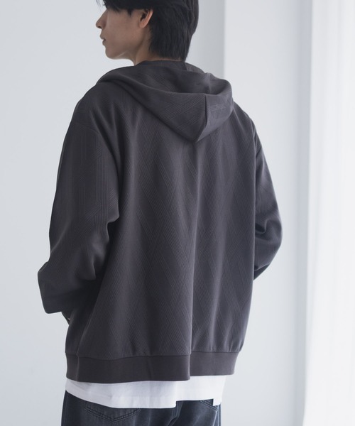 URBAN COLLECTION(アーバンコレクション)の「URBANCOLLECTION ふくれジャガード フルジップパーカー(パーカー・メンズ・ブラック/ベージュ/ダークブラウン・XL/L/M/S)」の14枚目の写真