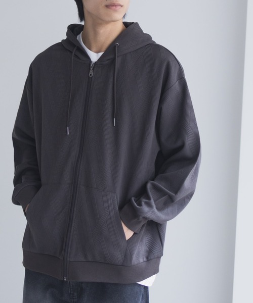 URBAN COLLECTION(アーバンコレクション)の「URBANCOLLECTION ふくれジャガード フルジップパーカー(パーカー・メンズ・ブラック/ベージュ/ダークブラウン・XL/L/M/S)」の15枚目の写真