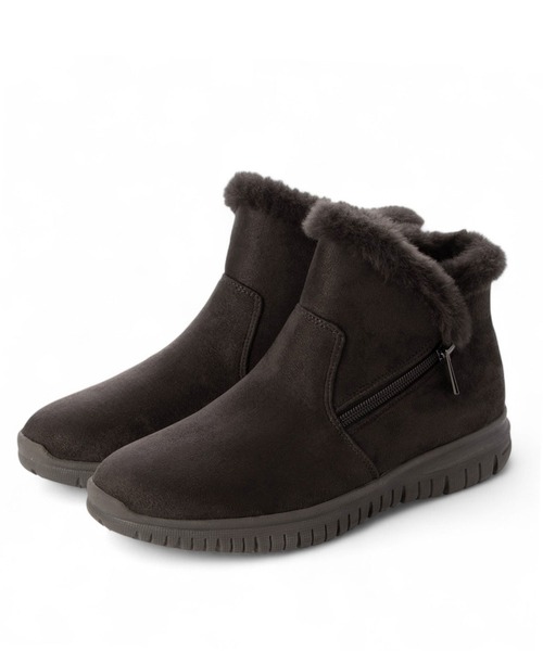 enchanted（エンチャンテッド）の「軽量サイドファスナーエコファーブーツ（ブーツ・レディース・ダークグレー/ダークブラウン/ブラック/グレイッシュベージュ・S/XS/LL/L/M）」の7枚目の写真