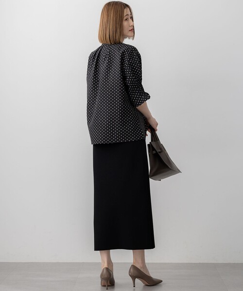 WEB&一部店舗限定/洗える】ドットプリント サッカー ブラウス（シャツ