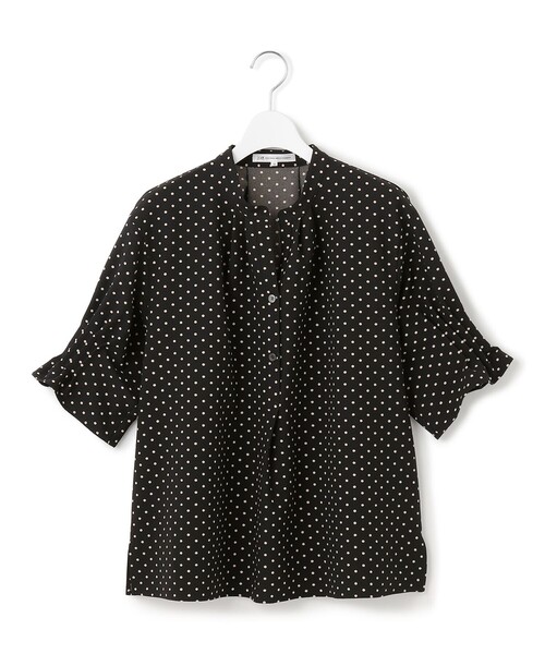 23区 L(ニジュウサンクオオキイサイズ)の「ドットプリント サッカー ブラウス(シャツ/ブラウス・レディース・ベージュ系1/ネイビー系1/ブラック系1/ブラウン系/ネイビー系・44/46/48)」の17枚目の写真