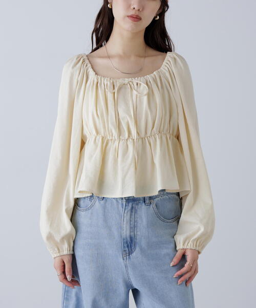 FREE'S MART(フリーズマート)の「◆ペプラムスクエアネックブラウス(シャツ/ブラウス・レディース・ブラウン/ブラック/ホワイト・FREE)」の20枚目の写真