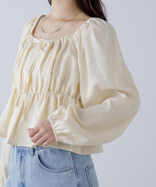 FREE'S MART(フリーズマート)の「◆ペプラムスクエアネックブラウス(シャツ/ブラウス・レディース・ブラウン/ブラック/ホワイト・FREE)」の16枚目の写真