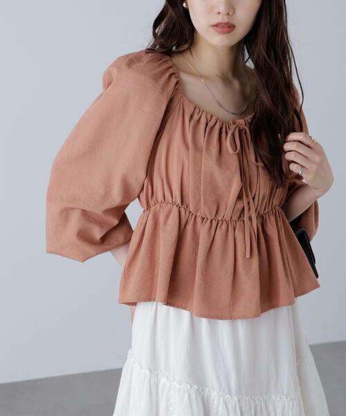 FREE'S MART(フリーズマート)の「◆ペプラムスクエアネックブラウス(シャツ/ブラウス・レディース・ブラウン/ブラック/ホワイト・FREE)」の11枚目の写真