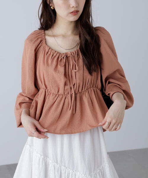 FREE'S MART(フリーズマート)の「◆ペプラムスクエアネックブラウス(シャツ/ブラウス・レディース・ブラウン/ブラック/ホワイト・FREE)」の10枚目の写真