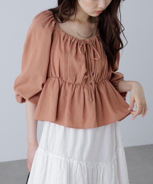 FREE'S MART(フリーズマート)の「◆ペプラムスクエアネックブラウス(シャツ/ブラウス・レディース・ブラウン/ブラック/ホワイト・FREE)」の9枚目の写真