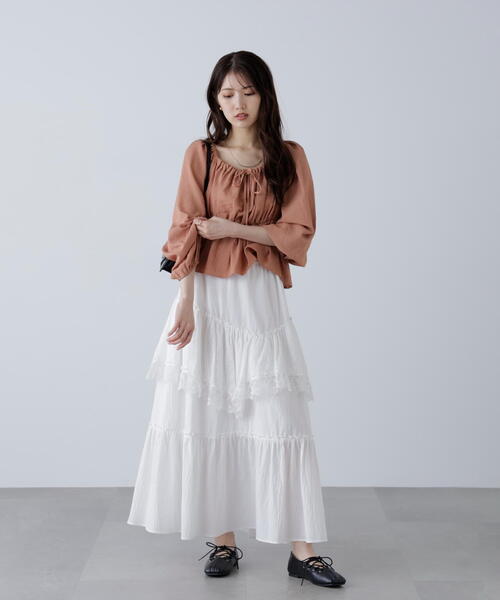 FREE'S MART(フリーズマート)の「◆ペプラムスクエアネックブラウス(シャツ/ブラウス・レディース・ブラウン/ブラック/ホワイト・FREE)」の5枚目の写真