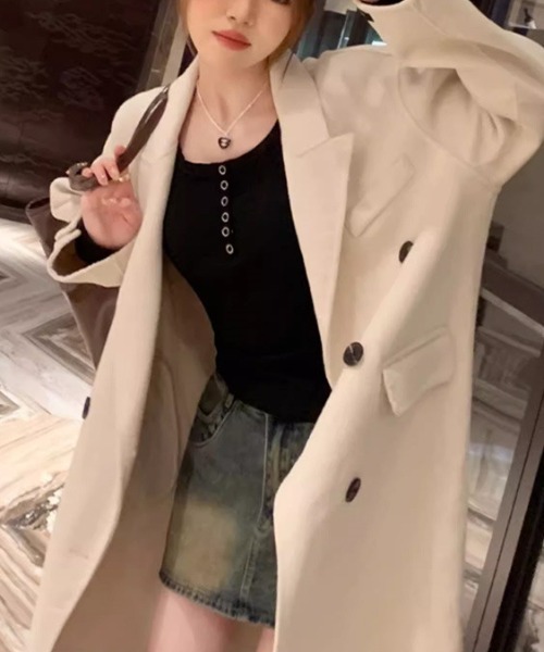 SHEPP(シープ)の「【累計お気に入り9500人突破】ヘンリーネック スリムフィット ロンT/26春夏(Tシャツ/カットソー・レディース・オートミール/ブラック/ホワイト・S/M)」の21枚目の写真