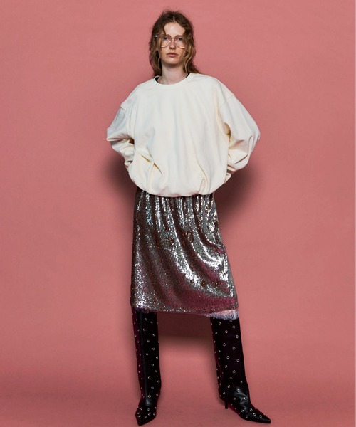 MAISON SPECIAL（メゾンスペシャル）の「Balloon Short Sweatshirt/バルーンショートスウェット（スウェット・レディース・ホワイト/ブラック/ボルドー・FREE）」の6枚目の写真