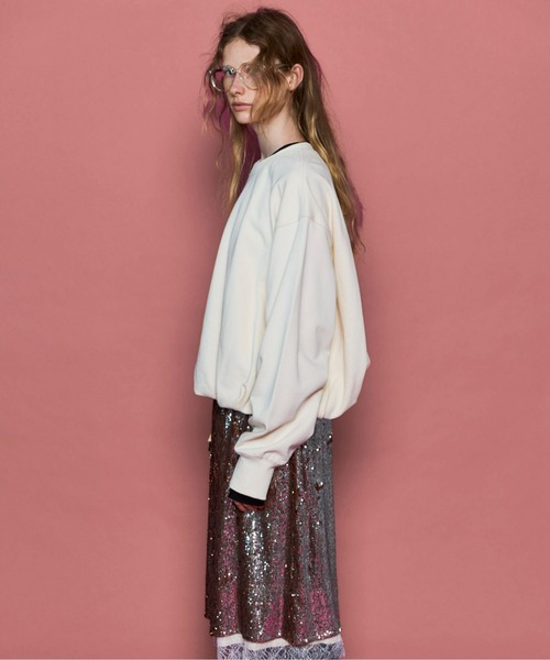 MAISON SPECIAL（メゾンスペシャル）の「Balloon Short Sweatshirt/バルーンショートスウェット（スウェット・レディース・ホワイト/ブラック/ボルドー・FREE）」の9枚目の写真