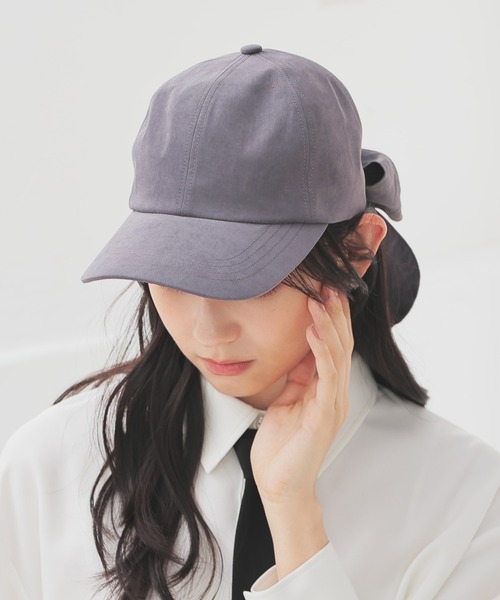 Honeys（ハニーズ）の「バックリボンキャップ（キャップ・レディース・ピンク/アイボリー/グレー・FREE）」の3枚目の写真