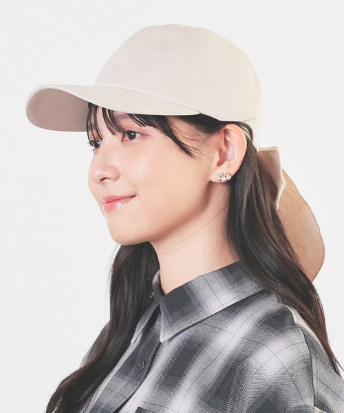 Honeys（ハニーズ）の「バックリボンキャップ（キャップ・レディース・ピンク/アイボリー/グレー・FREE）」の4枚目の写真