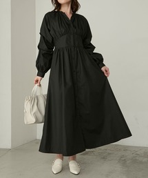 【Cherir Mignon】- Silhouette Couture -タックスリーブスキッパーギャザーシャツワンピース