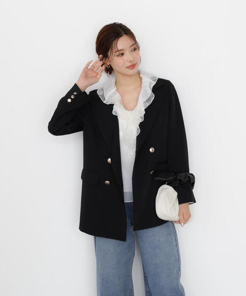 PROPORTION BODY DRESSING(プロポーションボディドレッシング)の「ゴールド釦ダブルブレストジャケット / 1215250806(テーラードジャケット・レディース・ブラウン/ベージュ/ブラック/ブラック系その他・SMALL/P/S/MEDIUM)」の2枚目の写真