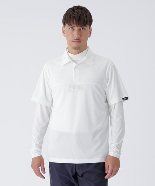 PING(ピン)の「【PING APPAREL】レイヤードツインセット <PERFORMANCE> (MENS)(ポロシャツ・メンズ・グレー/ブラック/パープル/ホワイト・S/L/LL/M/LL1)」の1枚目の写真