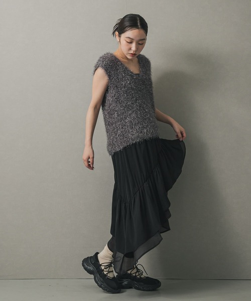 SENSE OF PLACE by URBAN RESEARCH（センスオブプレイスバイアーバンリサーチ）の「フレアティアードミディスカート（スカート・レディース・オフホワイト/ブラック・ONE）」の19枚目の写真