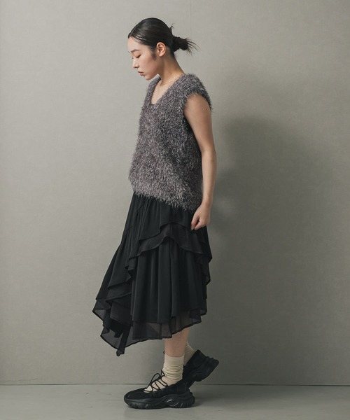 SENSE OF PLACE by URBAN RESEARCH（センスオブプレイスバイアーバンリサーチ）の「フレアティアードミディスカート（スカート・レディース・オフホワイト/ブラック・ONE）」の21枚目の写真