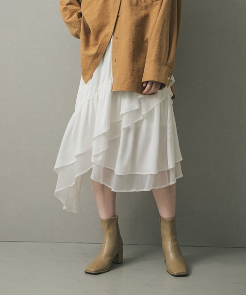 SENSE OF PLACE by URBAN RESEARCH（センスオブプレイスバイアーバンリサーチ）の「フレアティアードミディスカート（スカート・レディース・オフホワイト/ブラック・ONE）」の22枚目の写真