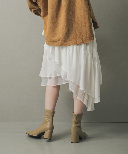 SENSE OF PLACE by URBAN RESEARCH（センスオブプレイスバイアーバンリサーチ）の「フレアティアードミディスカート（スカート・レディース・オフホワイト/ブラック・ONE）」の13枚目の写真