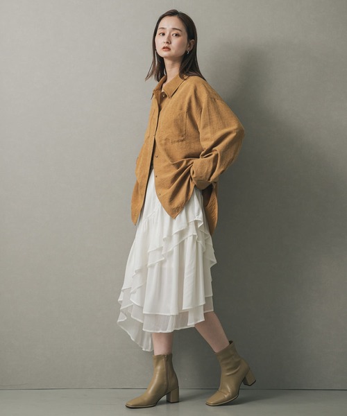 SENSE OF PLACE by URBAN RESEARCH（センスオブプレイスバイアーバンリサーチ）の「フレアティアードミディスカート（スカート・レディース・オフホワイト/ブラック・ONE）」の15枚目の写真