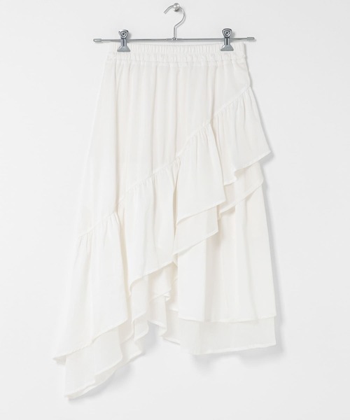 SENSE OF PLACE by URBAN RESEARCH（センスオブプレイスバイアーバンリサーチ）の「フレアティアードミディスカート（スカート・レディース・オフホワイト/ブラック・ONE）」の8枚目の写真