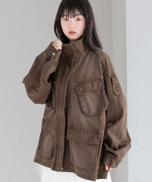 Heather（ヘザー）の「カーゴポケットミドルブルゾン　590315（ブルゾン・レディース・ブラウン/ベージュ/アイボリー・FREE）」の2枚目の写真