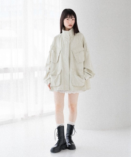 Heather（ヘザー）の「カーゴポケットミドルブルゾン　590315（ブルゾン・レディース・ブラウン/ベージュ/アイボリー・FREE）」の18枚目の写真