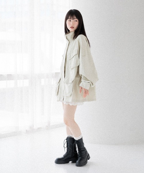 Heather（ヘザー）の「カーゴポケットミドルブルゾン　590315（ブルゾン・レディース・ブラウン/ベージュ/アイボリー・FREE）」の19枚目の写真