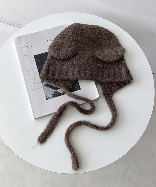 AS KNOW AS plus(アズノゥアズプラス)の「くま耳ボンネットビーニー / くま耳ニット帽(ニットキャップ/ビーニー・レディース・アイボリー/ブラック/グレー/ブラウン/ベージュ・FREE)」の13枚目の写真