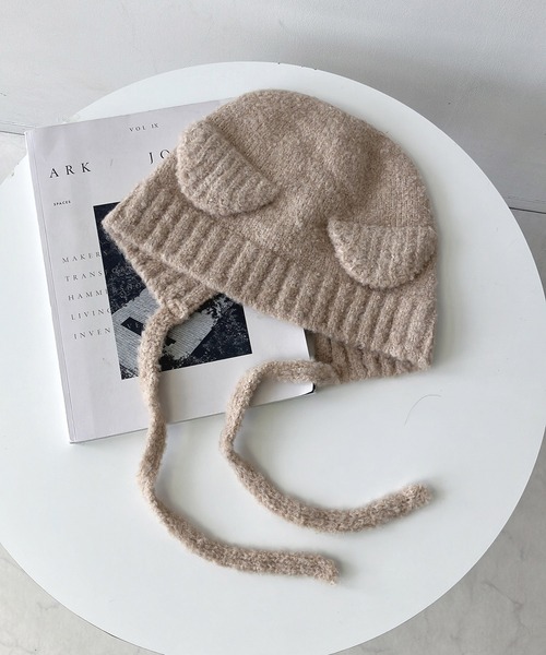 AS KNOW AS plus(アズノゥアズプラス)の「くま耳ボンネットビーニー / くま耳ニット帽(ニットキャップ/ビーニー・レディース・アイボリー/ブラック/グレー/ブラウン/ベージュ・FREE)」の19枚目の写真