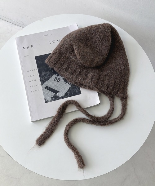 AS KNOW AS plus(アズノゥアズプラス)の「くま耳ボンネットビーニー / くま耳ニット帽(ニットキャップ/ビーニー・レディース・アイボリー/ブラック/グレー/ブラウン/ベージュ・FREE)」の16枚目の写真